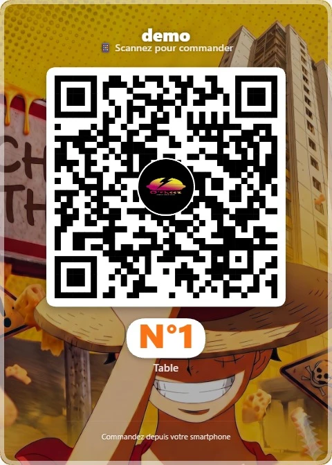 QR code de démonstration : table n°1, scannez pour commander