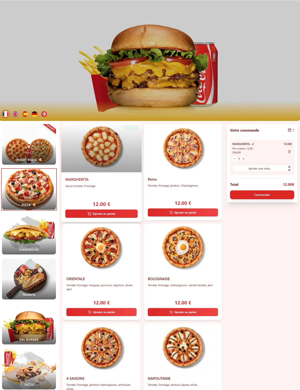 Interface borne — menu